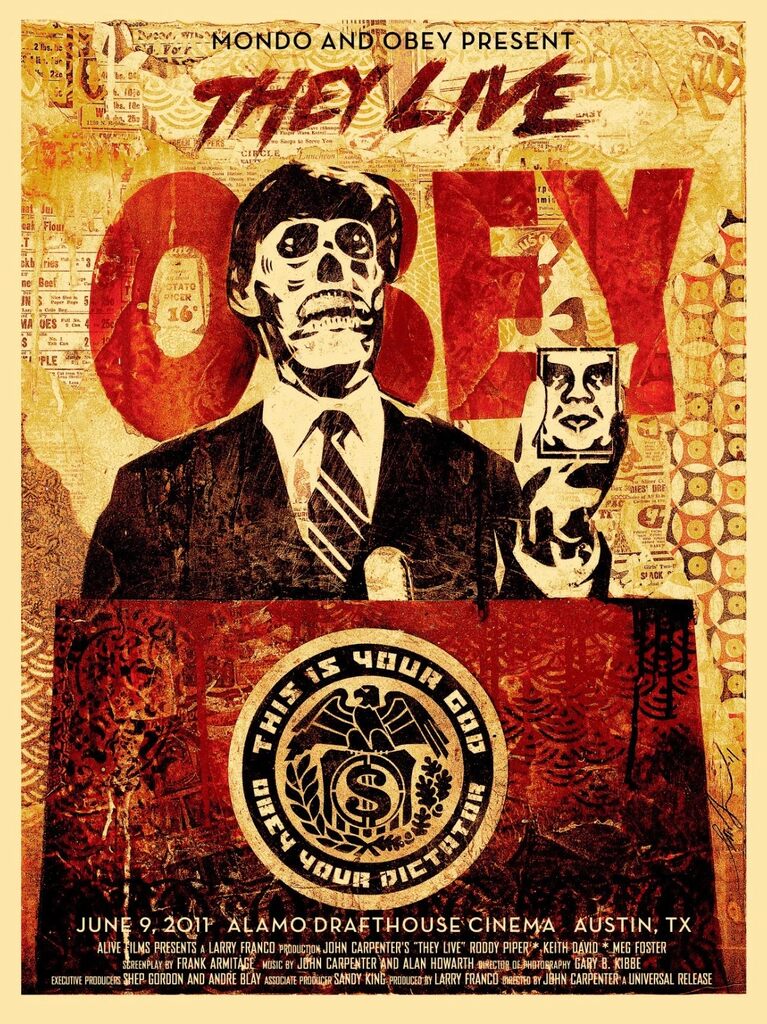 They Live Mondo (Red) by Shepard Fairey — fine art print available at Rowang Gallery