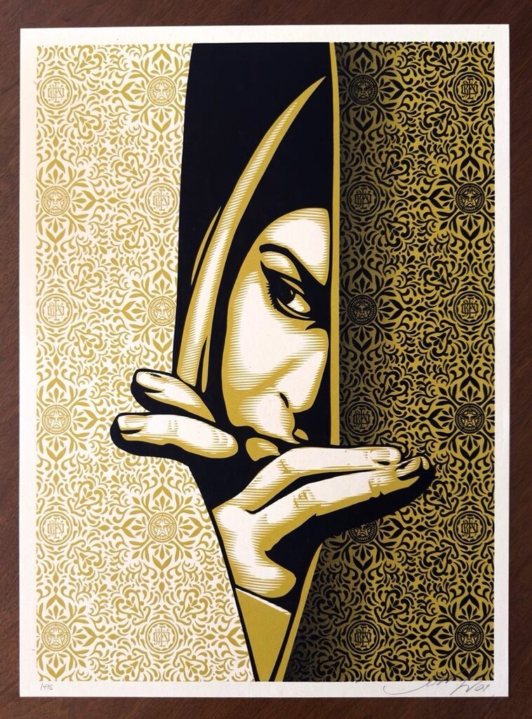Israel / Palestine Gold by Shepard Fairey — fine art print available at Rowang Gallery