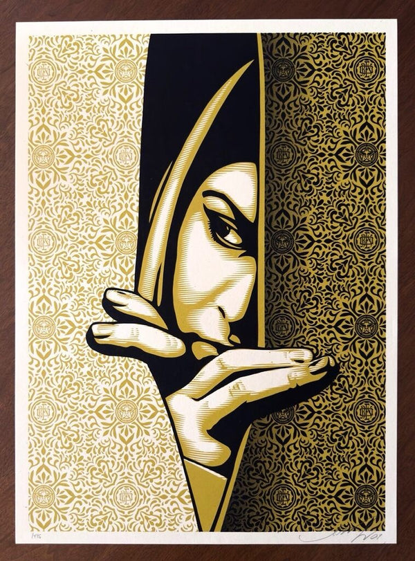 Israel / Palestine Gold by Shepard Fairey — fine art print available at Rowang Gallery
