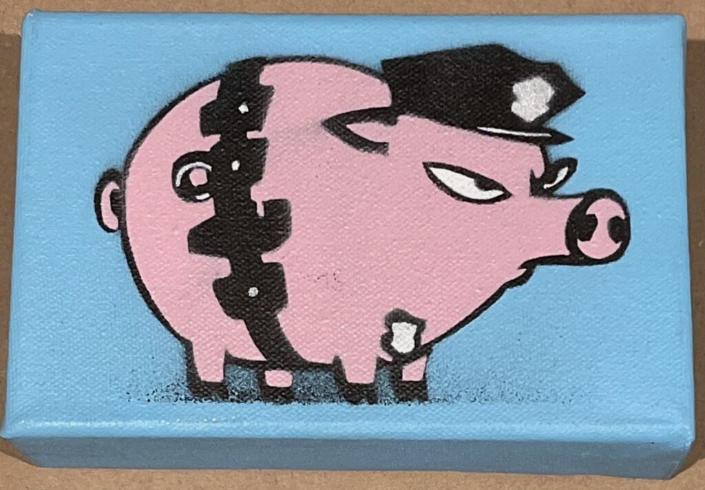 Flat Top Pig Canvas by Mau Mau — painting available at Rowang Gallery