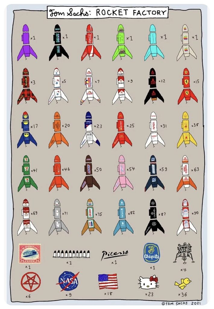 Tom Sachs Rocket Factory Rocket Poster by Tom Sachs — fine art print available at Rowang Gallery
