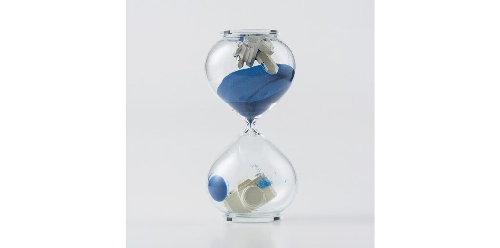 Hourglass (Blue) by Daniel Arsham — sculpture available at Rowang Gallery