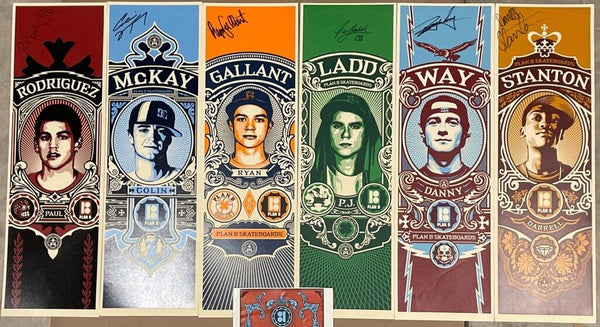 Plan B Skateboards Complete Skater Signed Set (6 Prints) by Shepard Fairey — fine art print available at Rowang Gallery