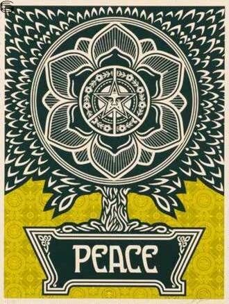 Peace Tree (Zumiez Yellow Variant) by Shepard Fairey — fine art print available at Rowang Gallery