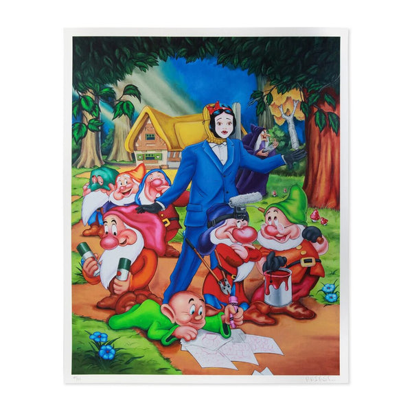 Snow Write And The Seven Dwarfs by PRIEST — fine art print available at Rowang Gallery