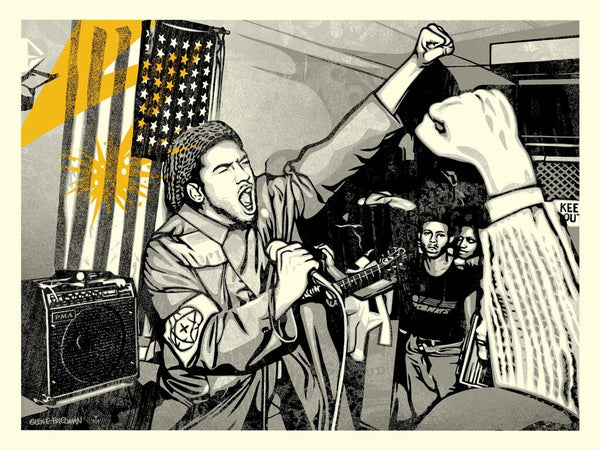 Fist and Flag (Bad Brains) by Shepard Fairey — fine art print available at Rowang Gallery
