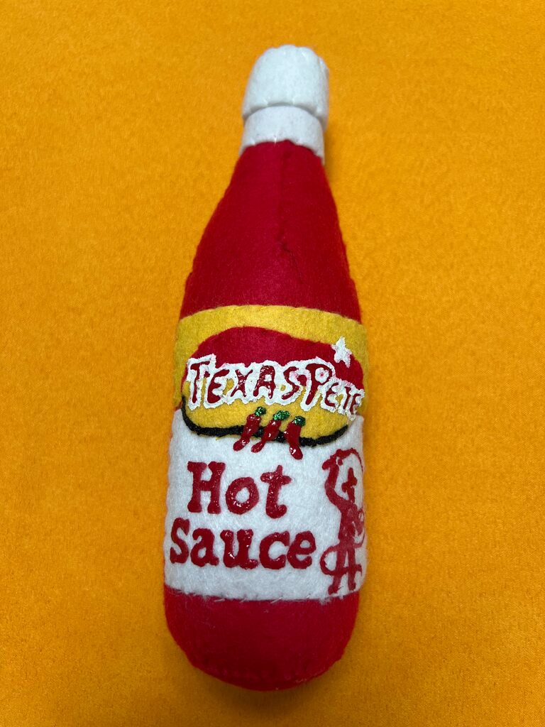 Texas Pete Hot Sauce by Lucy Sparrow — collectible available at Rowang Gallery