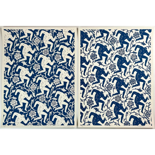 Pattern Of Corruption set (Blue and White) by Cleon Peterson x Shepard Fairey — fine art print available at Rowang Gallery