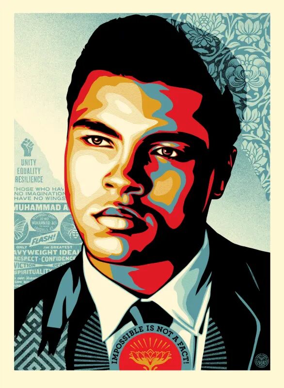 MUHAMMAD ALI – HEAVYWEIGHT IDEALS - LARGE FORMAT by Shepard Fairey — fine art print available at Rowang Gallery
