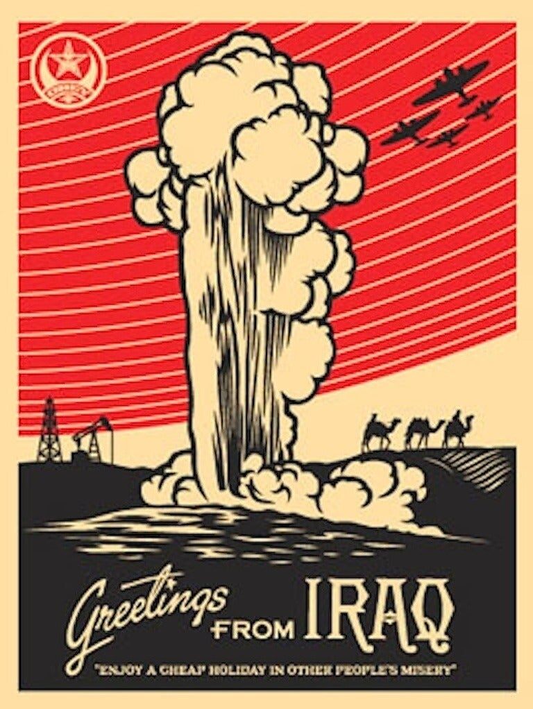 Greetings From Iraq by Shepard Fairey — fine art print available at Rowang Gallery